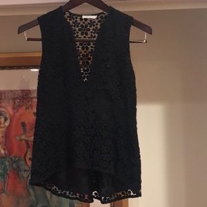 A.L.C. | Black sleeveless lace top